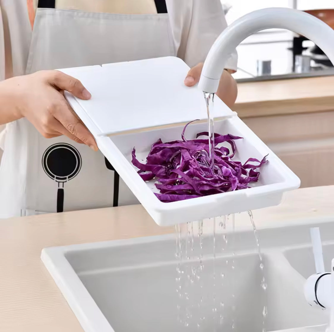foldable cutting board with strainer main image
