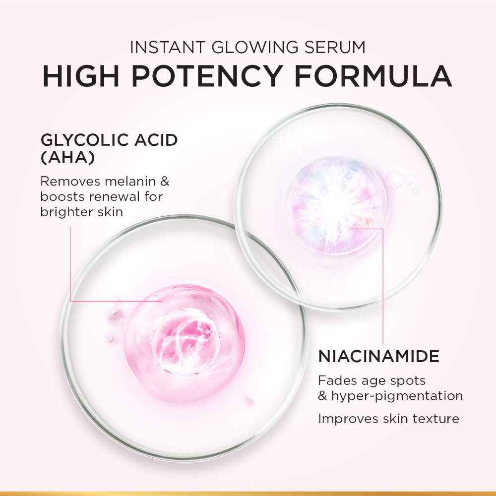 L'Oreal Paris Glycolic Bright Instant Glowing Serum, Reduces 57% Dark Spots, 30ml - Anti-Dark, Spot Brightening Face Serum - Image 2