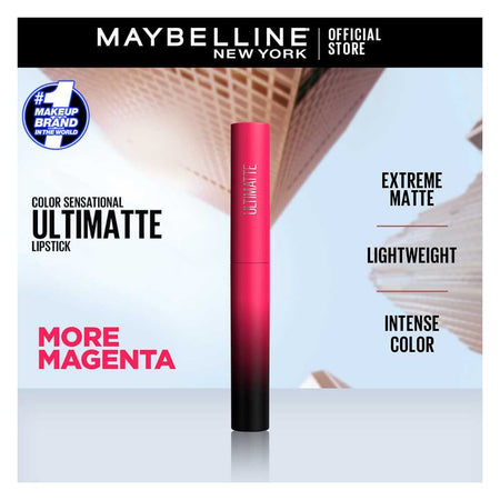 Maybelline New York Color Sensational Ultimatte Matte Lipstick, 399 More Magenta - Main Image