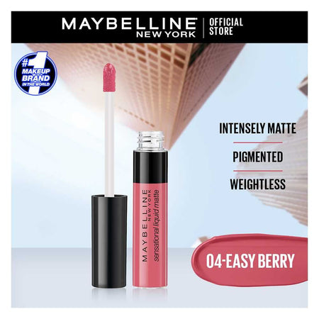 Maybelline New York Sensational Liquid Matte Lip Tint - Long lasting, Lightweight, Soft Matte Liquid Lipstick - Easy Berry - Image 5