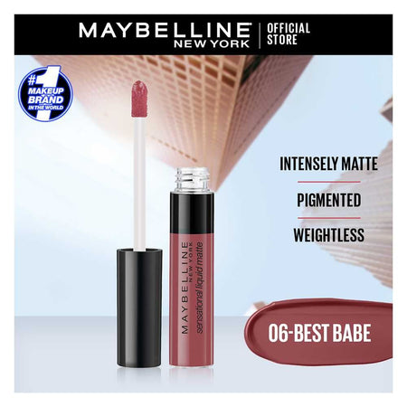 Maybelline New York Sensational Liquid Matte Lip Tint - Long lasting, Lightweight, Soft Matte Liquid Lipstick - Best Babe - Image 2