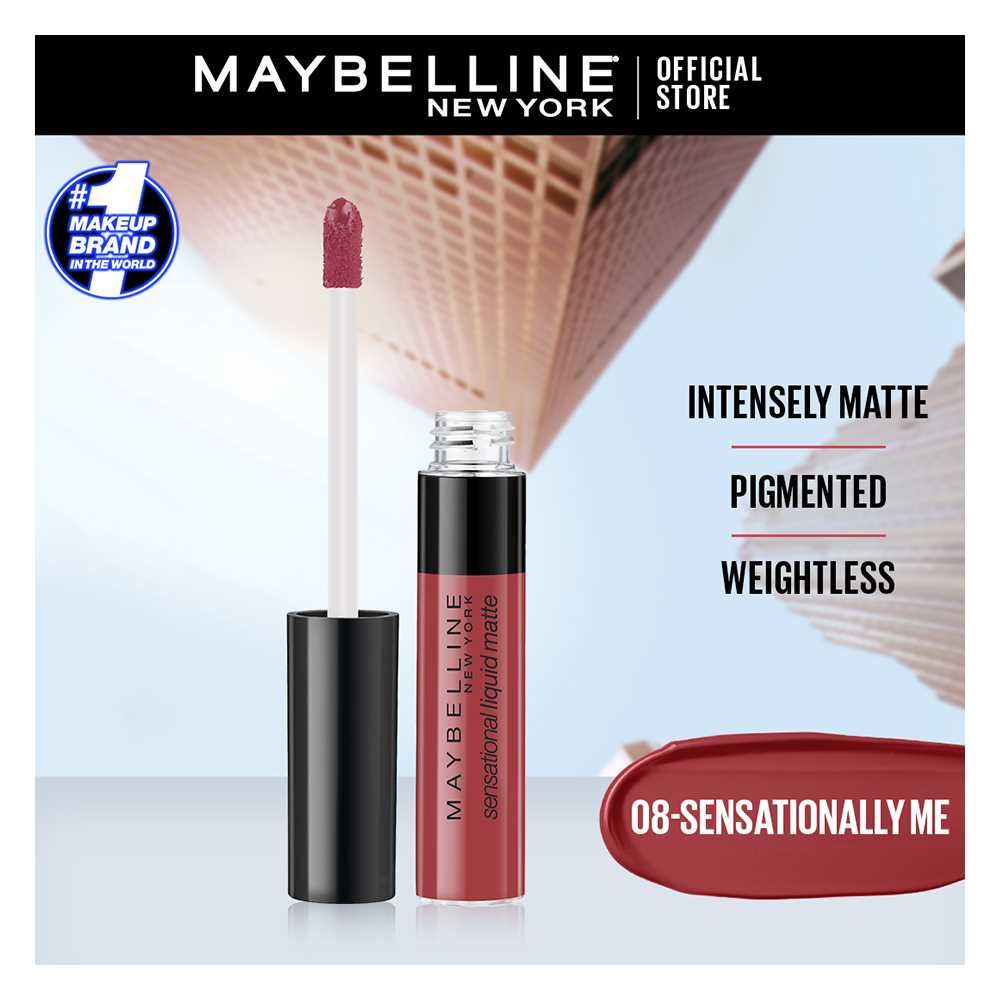 Maybelline New York Sensational Liquid Matte Lip Tint - Long lasting, Lightweight, Soft Matte Liquid Lipstick - Sensationally Me - Main Image