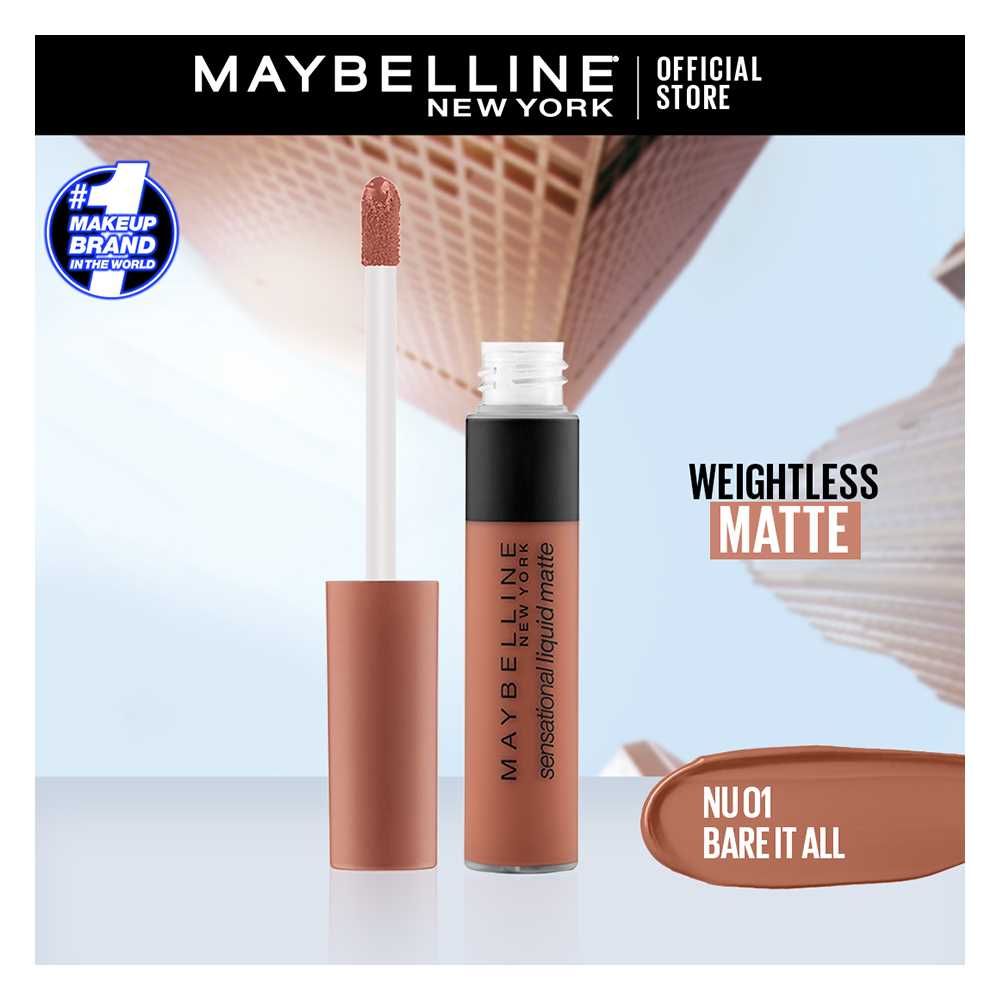 Maybelline New York Sensational Liquid Matte Lip Tint - Long lasting, Lightweight, Soft Matte Liquid Lipstick - Bare It All - Main Image