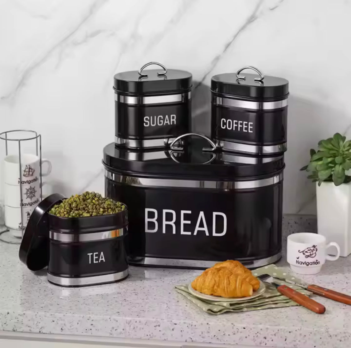 set of 4 bread bin and canister set main image