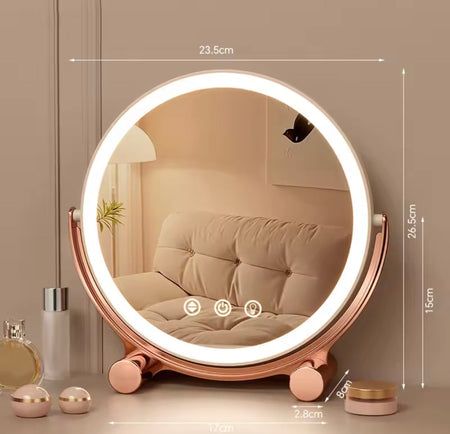 round shape desktop led makeup mirror image 6
