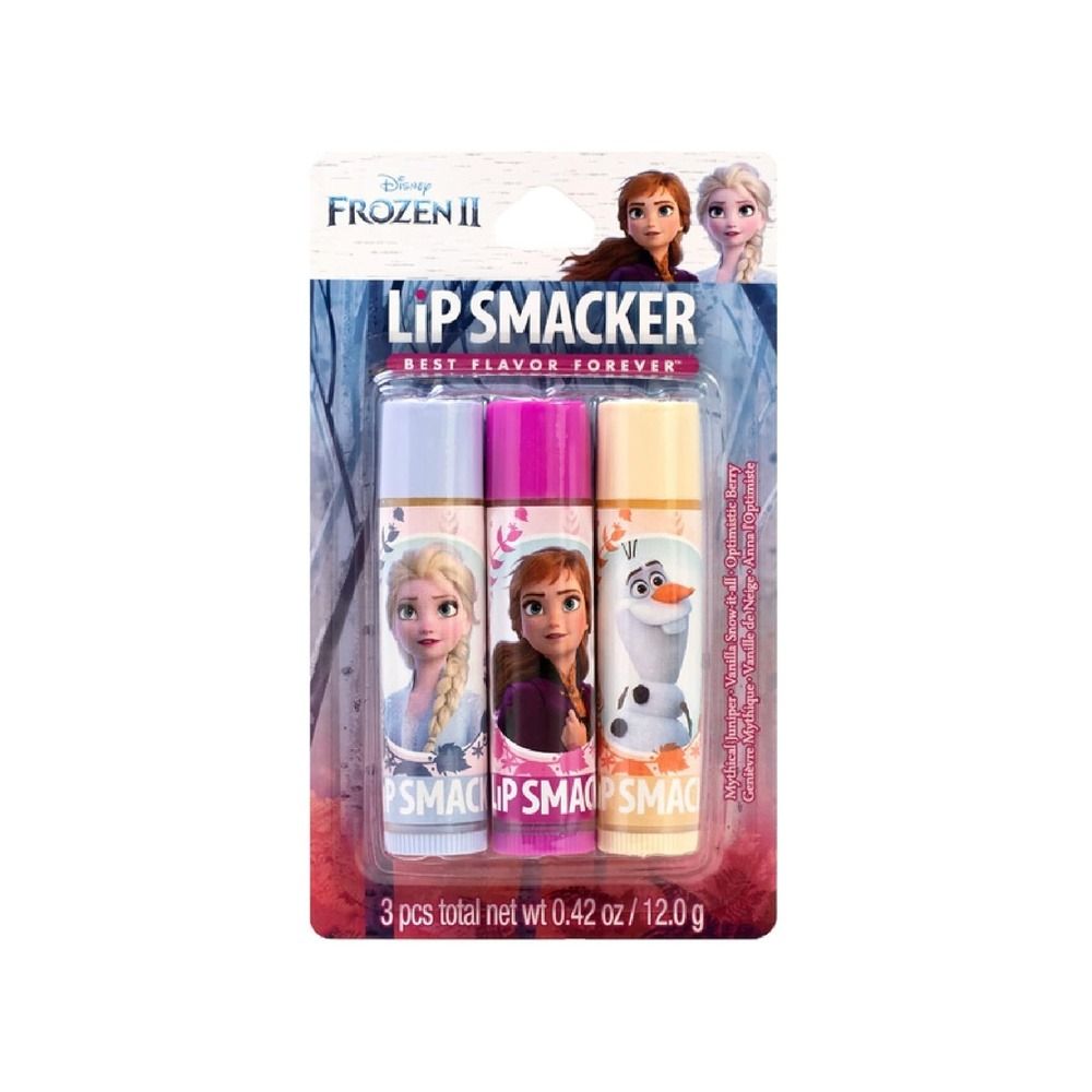 Lip Smackers Disney Frozen 2 Flavored Lip Balm - Moisturizing, Soothing Trio Mythical Juniper, Vanilla Snow-it-all, & Optimistic Berry, 3 Pcs, 12g - Main Image