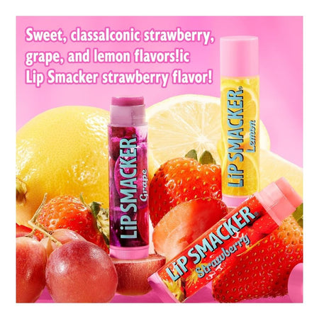 Lip Smacker Nostalgia Lip Balm Trio Tin, Moisturizing & Hydrating Lip Care, Clear Glossy Finish, Fun & Collectible Gift Set, Grape, Lemon, and Strawberry, 12g - Image 2