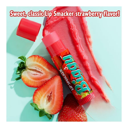Lip Smacker Biggy Lip Balm, Nostalgic Flavor, Ultra-Moisturizing & Hydrating, Clear Glossy Finish - Strawberry, 17g - Image 3