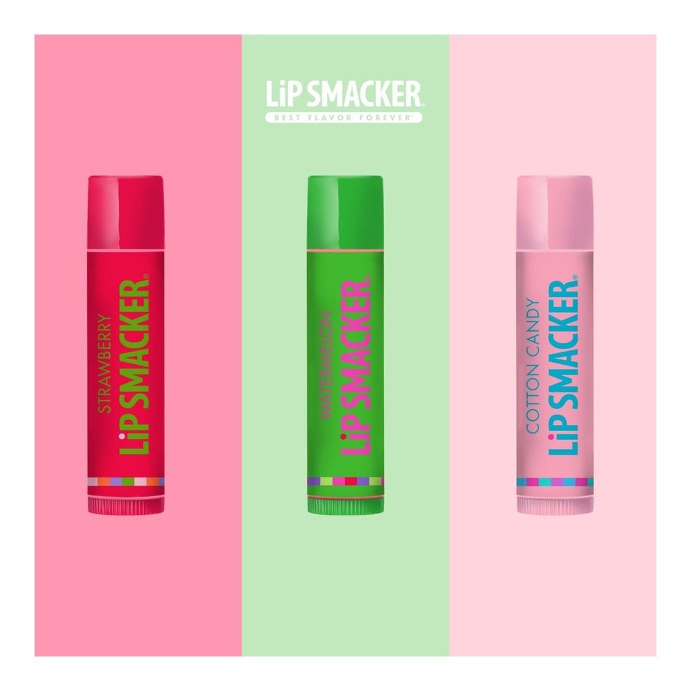 Lip Smackers Flavored Lip Balm Original & Best - Moisturizing, Soothing Trio Strawberry, Watermelon, & Cotton Candy, 3 Pcs, 12g - Image 2