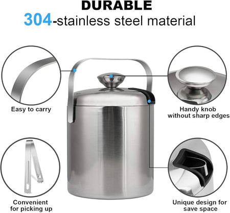stainless steel ice bucket with tong image 4