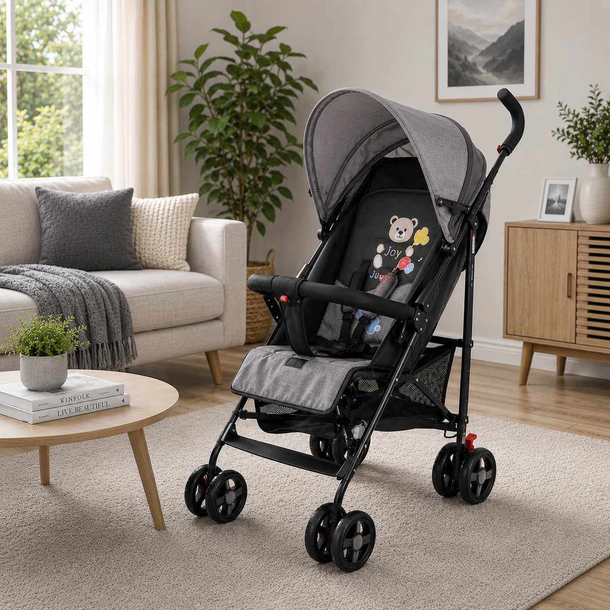 Joyous Multiposition Baby Stroller With Handle - Grey