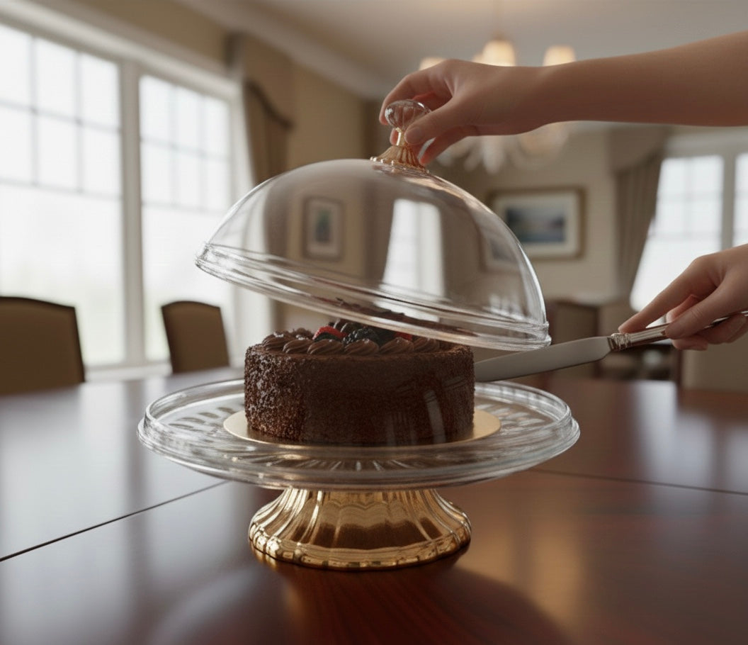 360° rotating acrylic cake dish with stand main image