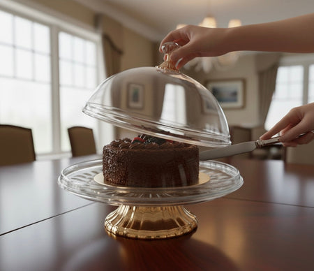 360° rotating acrylic cake dish with stand main image