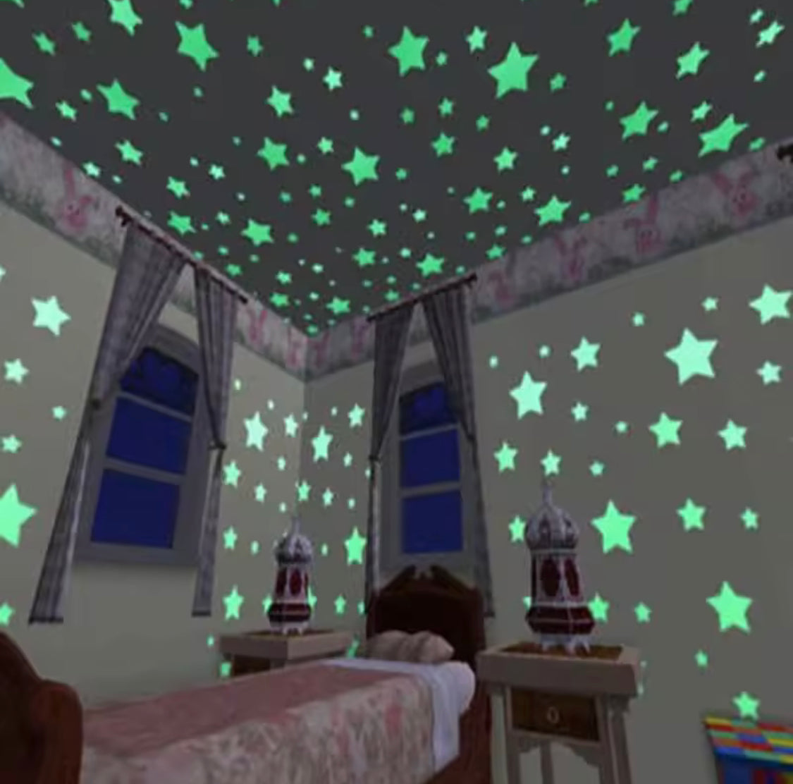Set of 100 Fluorescents Star Stickers - image 1