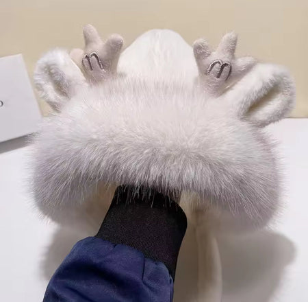 soft fluffy bunny ears winter cap image 5