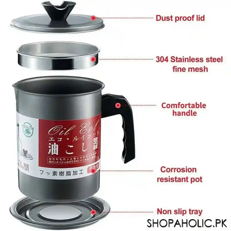 1.4l oil filter pot with strainer frying oil filter container image3