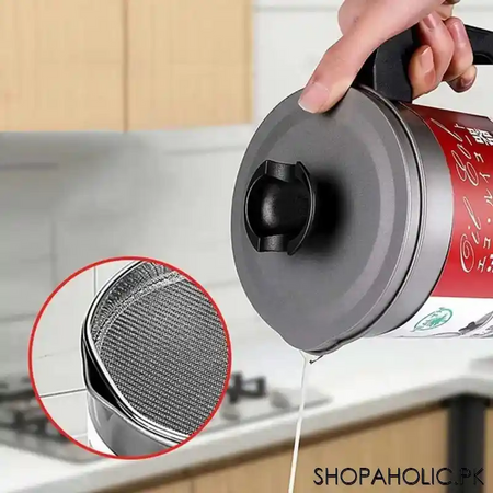 1.4l oil filter pot with strainer frying oil filter container image5