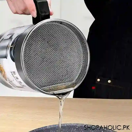 1.4l oil filter pot with strainer frying oil filter container image6