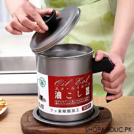 1.4l oil filter pot with strainer frying oil filter container image7