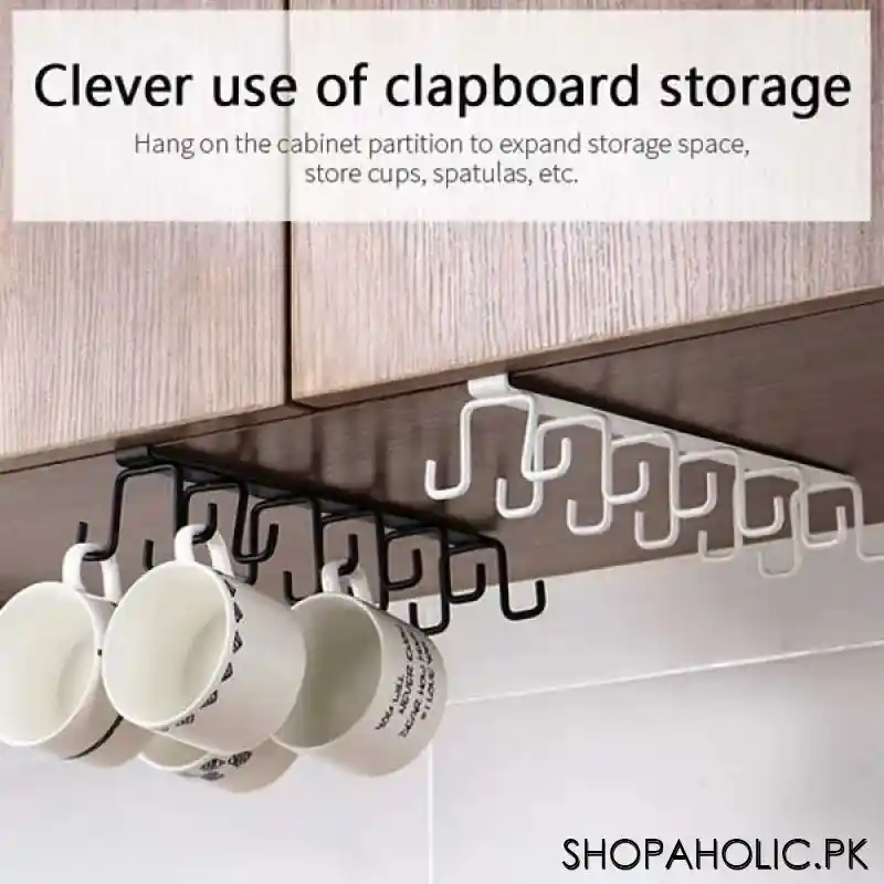 Storage Rack Shelf Hook Buy 10 Hooks Cup Holder in Cabinet Shelf Price in Pakistan – Shopaholic.pk