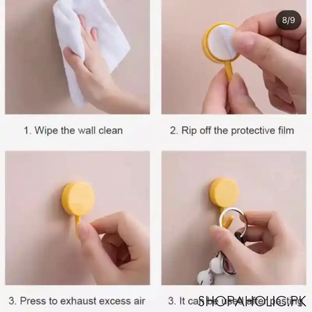 10 pcs nail free solid color free punching door hooks image3