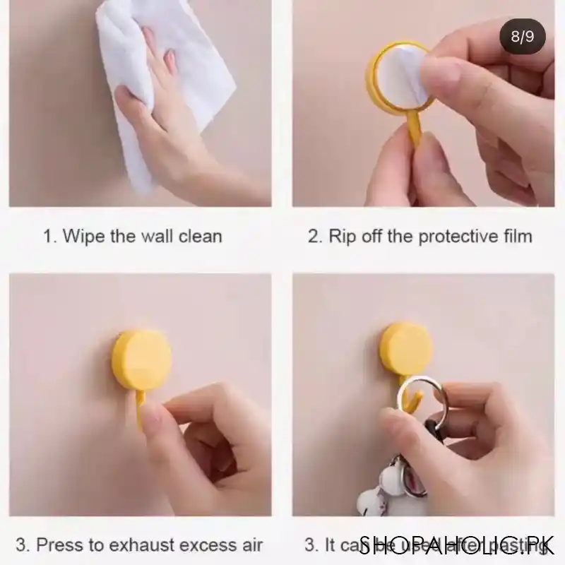 10 pcs nail free solid color free punching door hooks image3