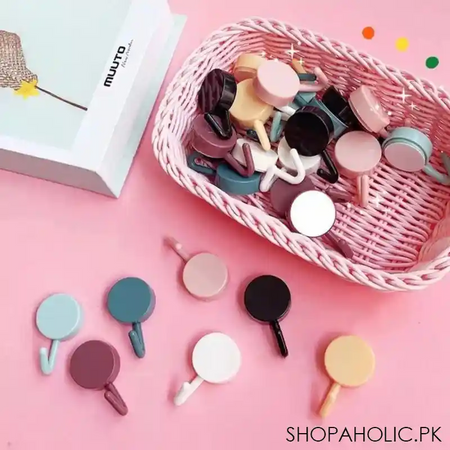 10 pcs nail free solid color free punching door hooks image4