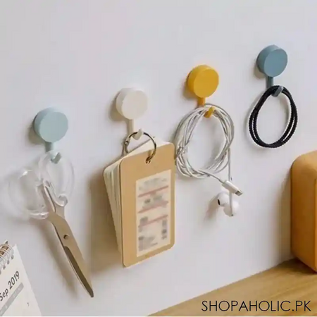 10 pcs nail free solid color free punching door hooks main image