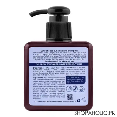 100% wellness co rosemary & tea tree men's organic shampoo, 250ml image2