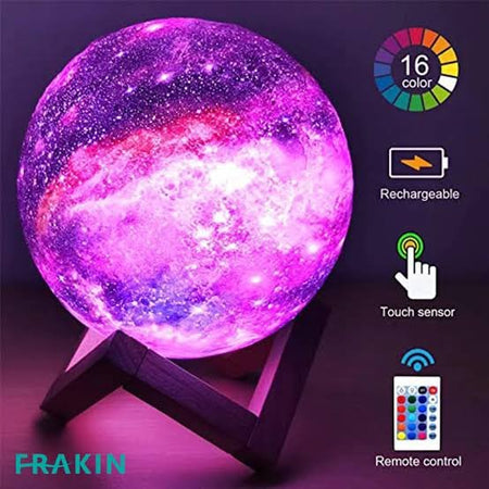 3d rechargeable earth lamp with wooden stand main image