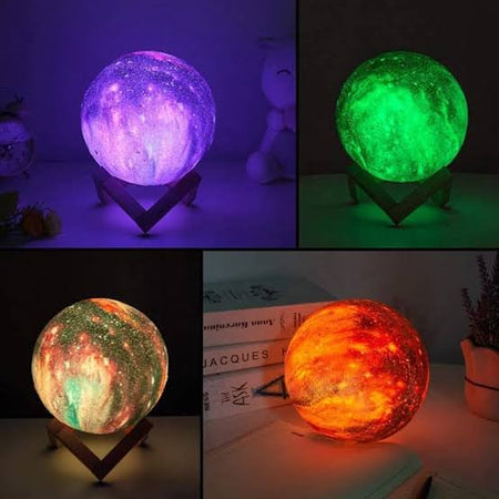 3d rechargeable earth lamp with wooden stand image 3