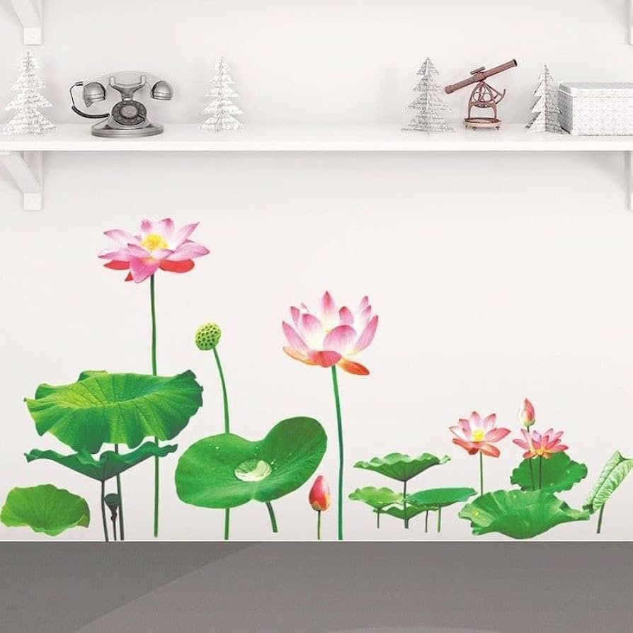 3d lotus flower wall sticker main image
