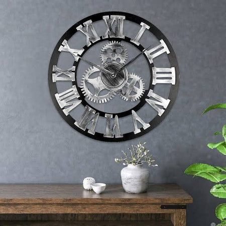 roman numeral silver wall clock image 2