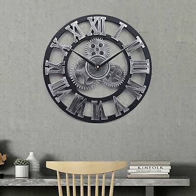 roman numeral silver wall clock main image