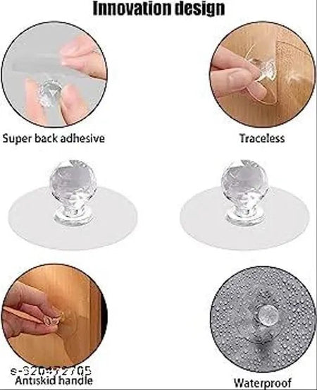 (pack of 10) crystal diamond strong adhesive hooks image 3