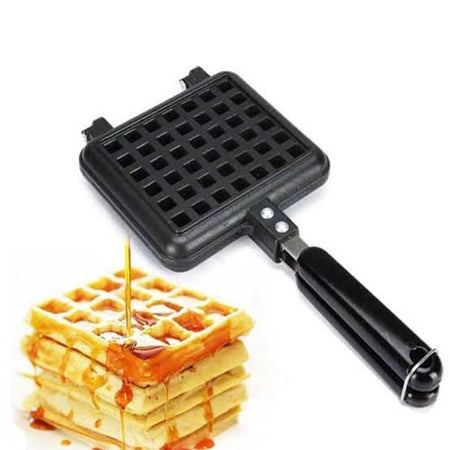 non-stick aluminum waffle maker with long handle image 3