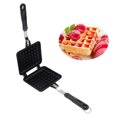 non-stick aluminum waffle maker with long handle image 4