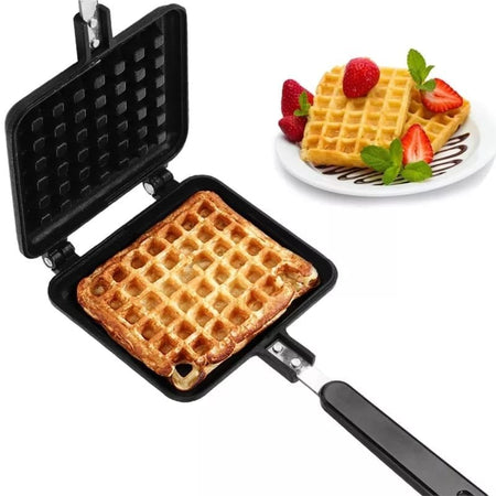 non-stick aluminum waffle maker with long handle image 5