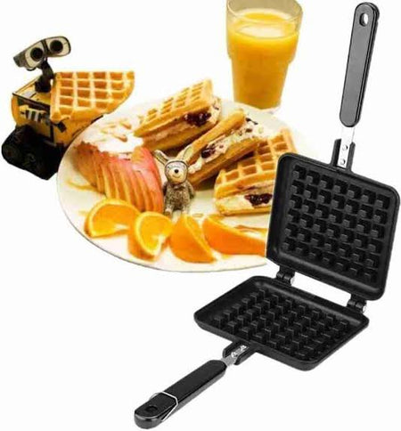 non-stick aluminum waffle maker with long handle image 2