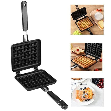 non-stick aluminum waffle maker with long handle image 6