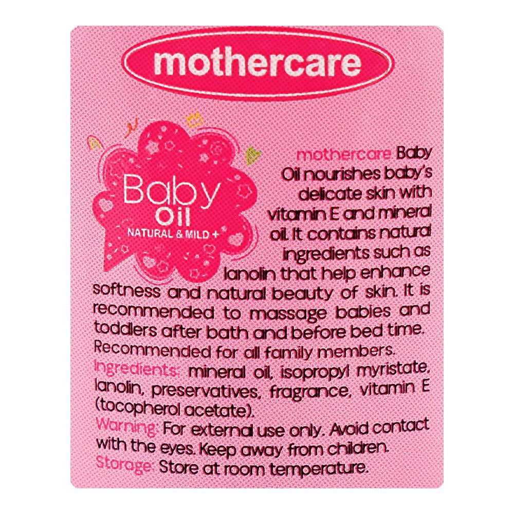 Mothercare Natural & Milld+ Baby Oil, Paraben & Sulphate Free, 110ml - Image 3