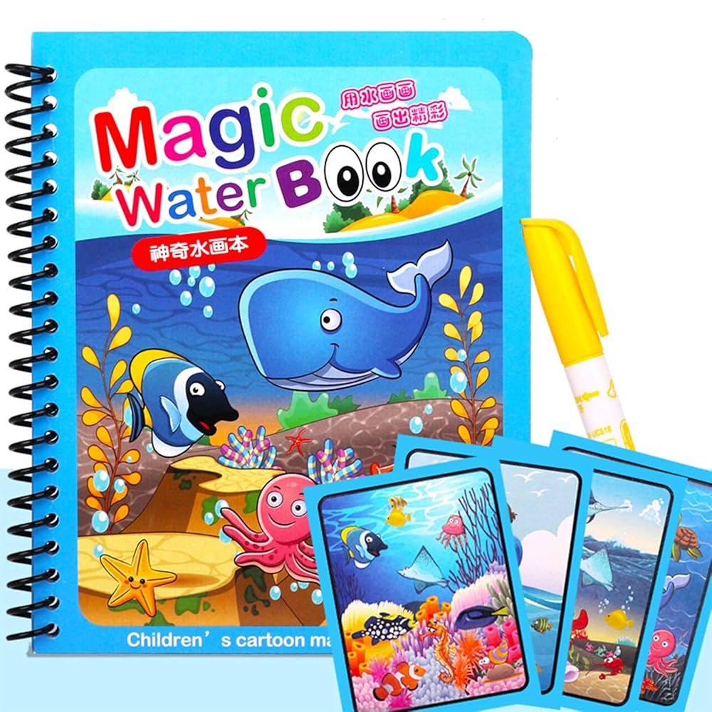 reusable magic water book with magic pen for kids learning and drawing main image