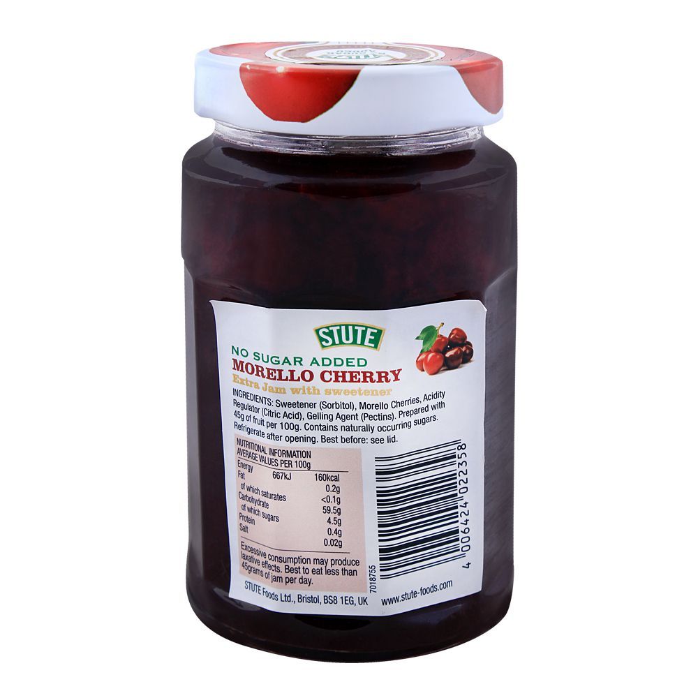 Stute No Sugar Added Morello Cherry Jam 430g - Image 2