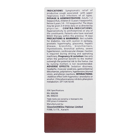 GSK Piriton Expectorant Linctus, Sugar-Free, 120ml - Image 3