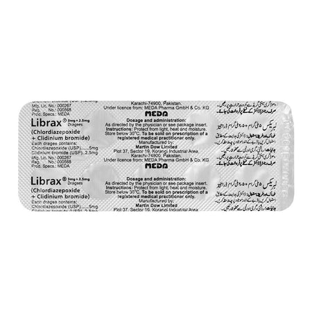 Martin Dow Librax Dragees Strip, 5mg+2.5mg, 10 Tablets - Image 2