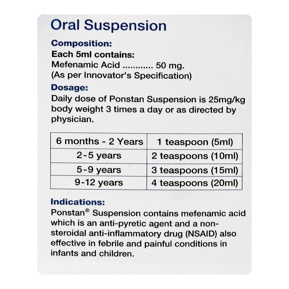 LCI Ponstan Oral Suspension 90ml - Image 6
