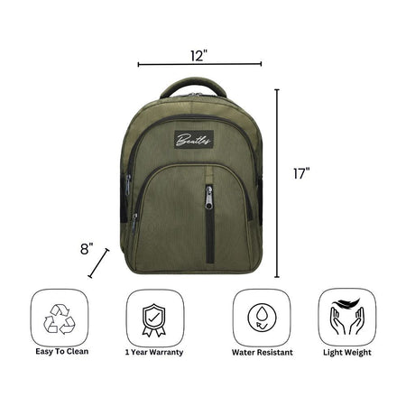 Bembel 17 Inch Classic 2.0 School Bag, For 2-4 Grade, 27 Liters, Army Green, 100273 - Image 5