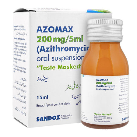 SANDOZ Azomax Oral Suspension, 200mg/5ml, 15ml - Main Image