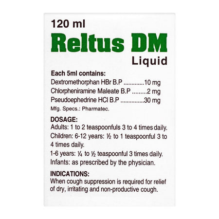 Pharmatec Reltus DM Cough Syrup, 120ml - Image 3
