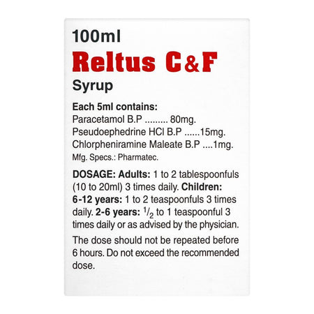 Pharmatec Reltus C&F Syrup, 100ml - Image 3